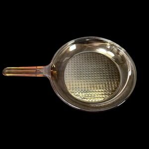 Corning Vision Amber Glass 10" Skillet Frying Pan Waffle Bottom No Lid USA